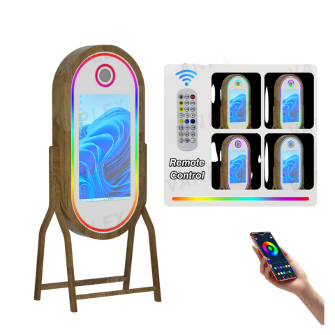 Borne photo miroir en bois