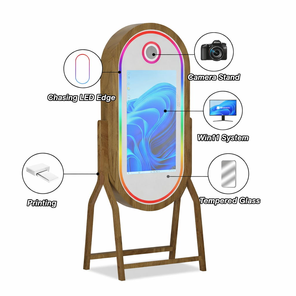 Spécification borne photo miroir en bois